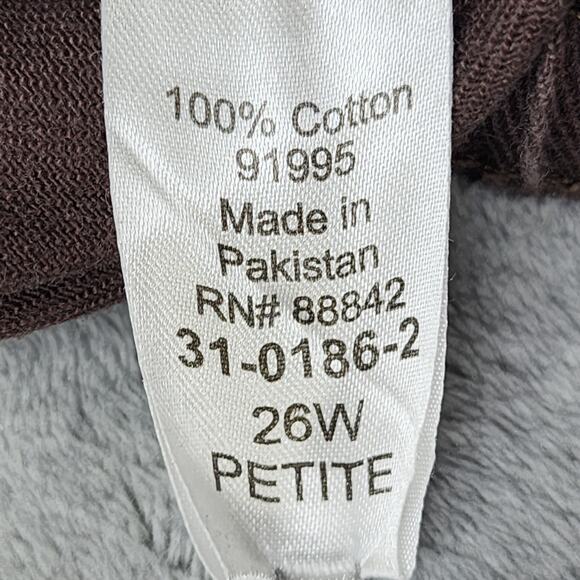 Woman Within Jeans 26W PETITE Brown 7-Day Straight-Leg Pull On Elastic Waist - Picture 4 of 11